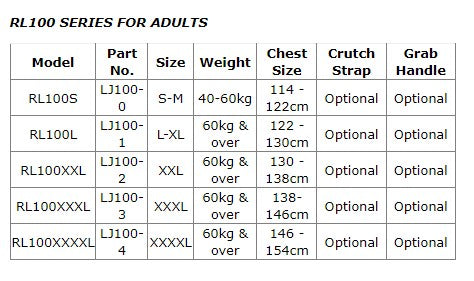 Life Jacket (PFD) Level 100 - Small Adult 40-60 Kgs (RL100S)