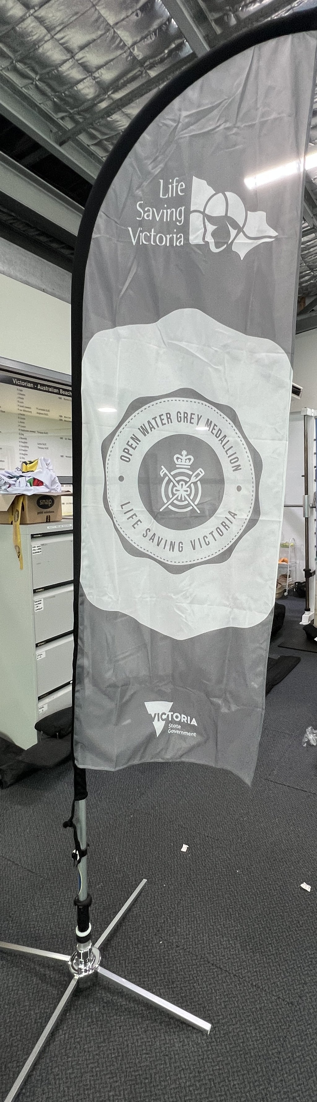 Open Water Grey Medallion Feather Flag