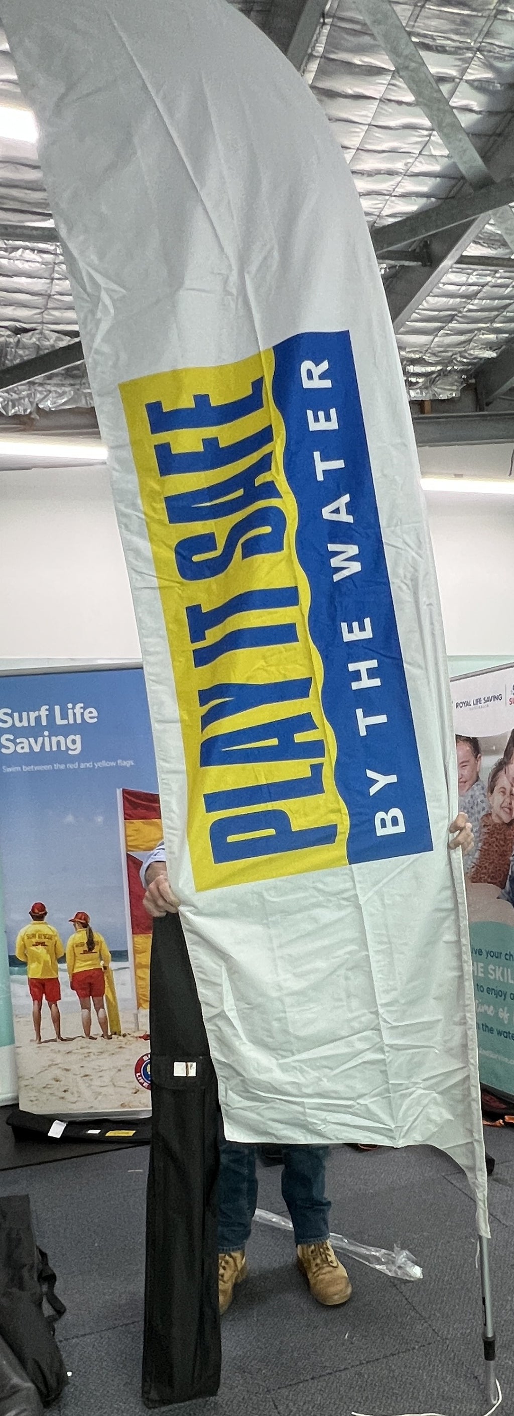 Play It Safe Feather Flag