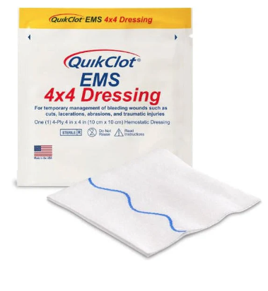 Haemostatic Dressing (10cmx10cm) QuikClot EMS 4x4-Each