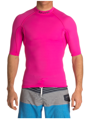 Student Short Sleeve Neon Pink Rash Vest - Rip Curl