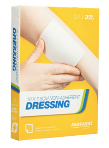 D4, Non-Adherent Dressing, 10 x 7.5cm, 3pk