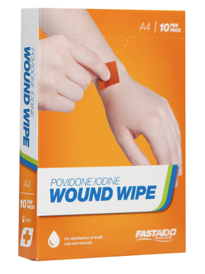 FastAid A4 Povidone Iodine Swab Wound Wipe 10pk