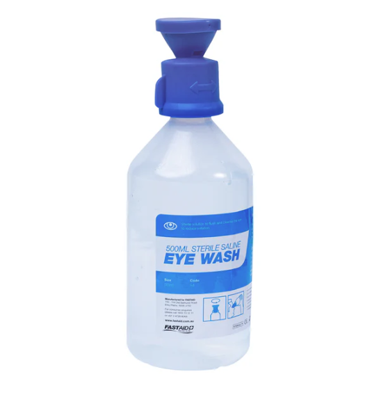 FastAid Eye Wash Solution, 500ml Bottle with Eye Shower and Wall Bracket